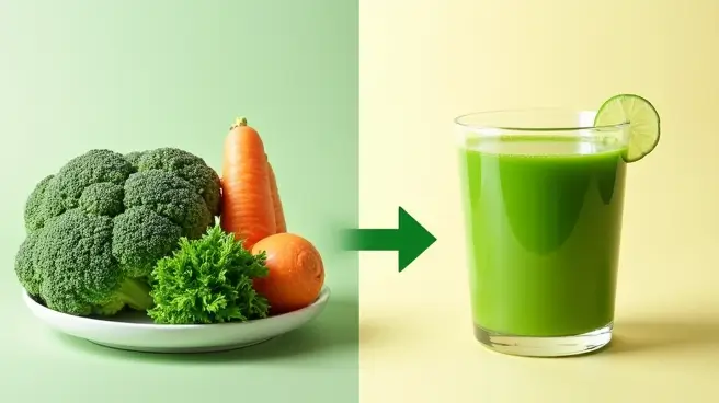Groenten en een glas groen sap, wat handig is als je weinig groenten eet.