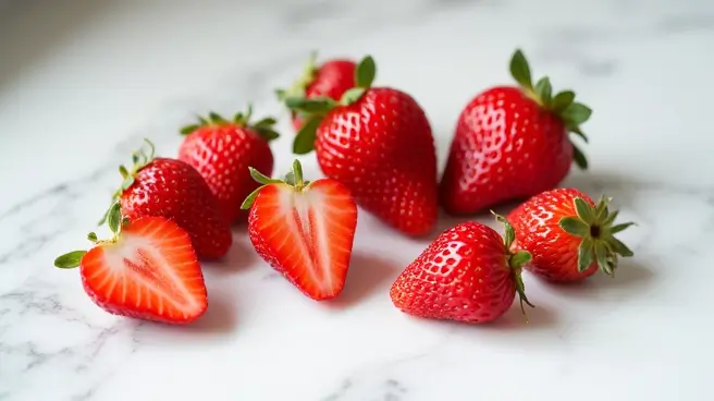 Rode aardbeien op een witte ondergrond.