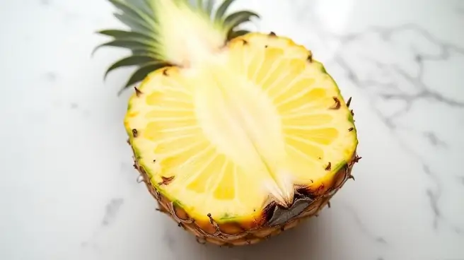 Een halve ananas op een witte ondergrond.