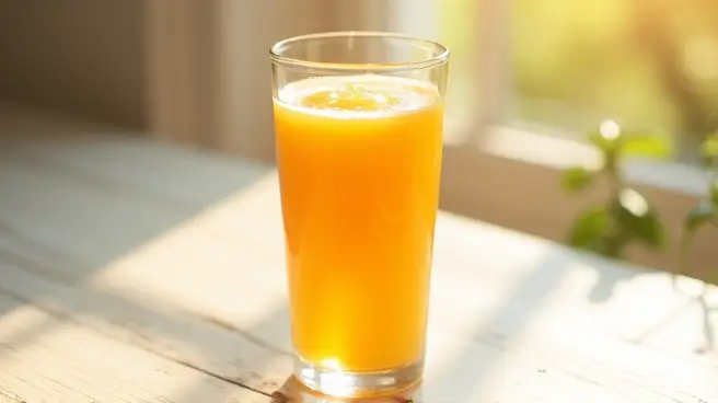 Glas vers geperst sap op een tafel in de zon.
