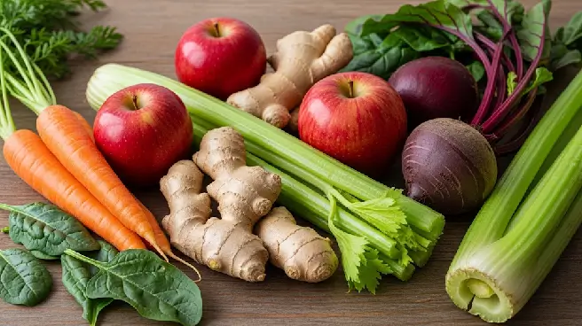 Verse groenten en fruit, klaar om te slowjuicen.