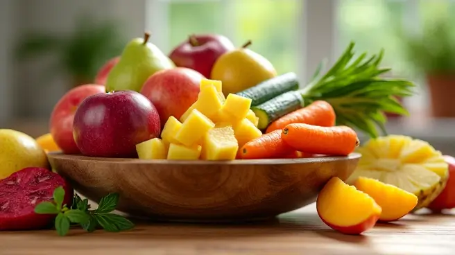 Een kom vol vers fruit en groenten.