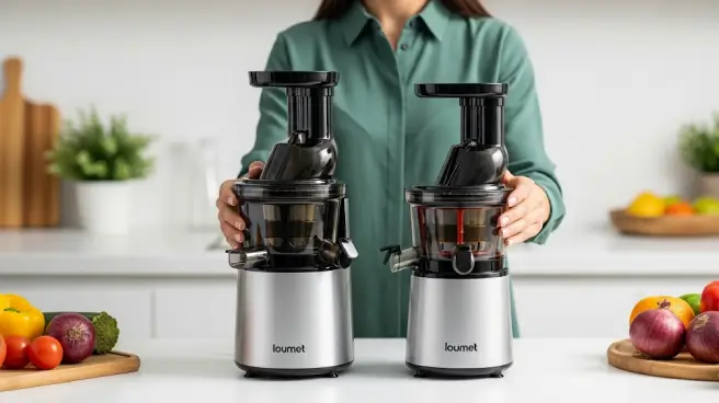 Twee verschillende slowjuicers staan op een aanrecht.