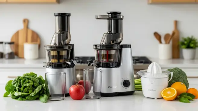 Twee juicers met fruit en groenten en een citruspers.