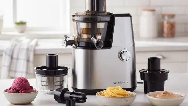 Hoe kies je een juicer? Een juicer met diverse accessoires en bereidingen.