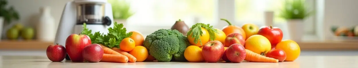 Groenten en fruit klaar om te persen met een sapcentrifuge.